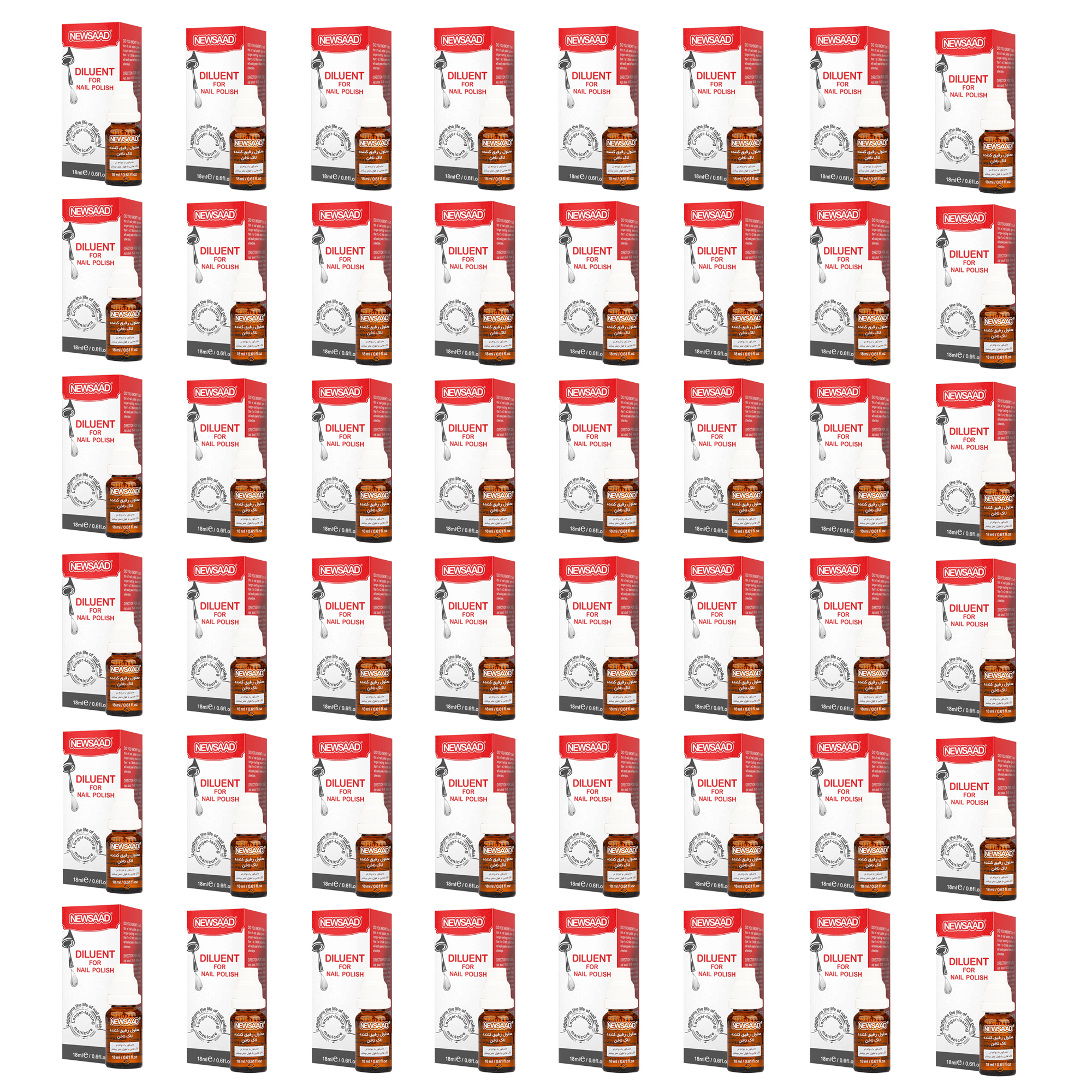 محلول رقیق کننده لاک ناخن نیوساد مدل DILUENT48 حجم 18 میلی لیتر مجموعه 48 عددی محلول رقیق کننده لاک ناخن نیوساد مدل DILUENT48 حجم 18 میلی لیتر مجموعه 48 عددی